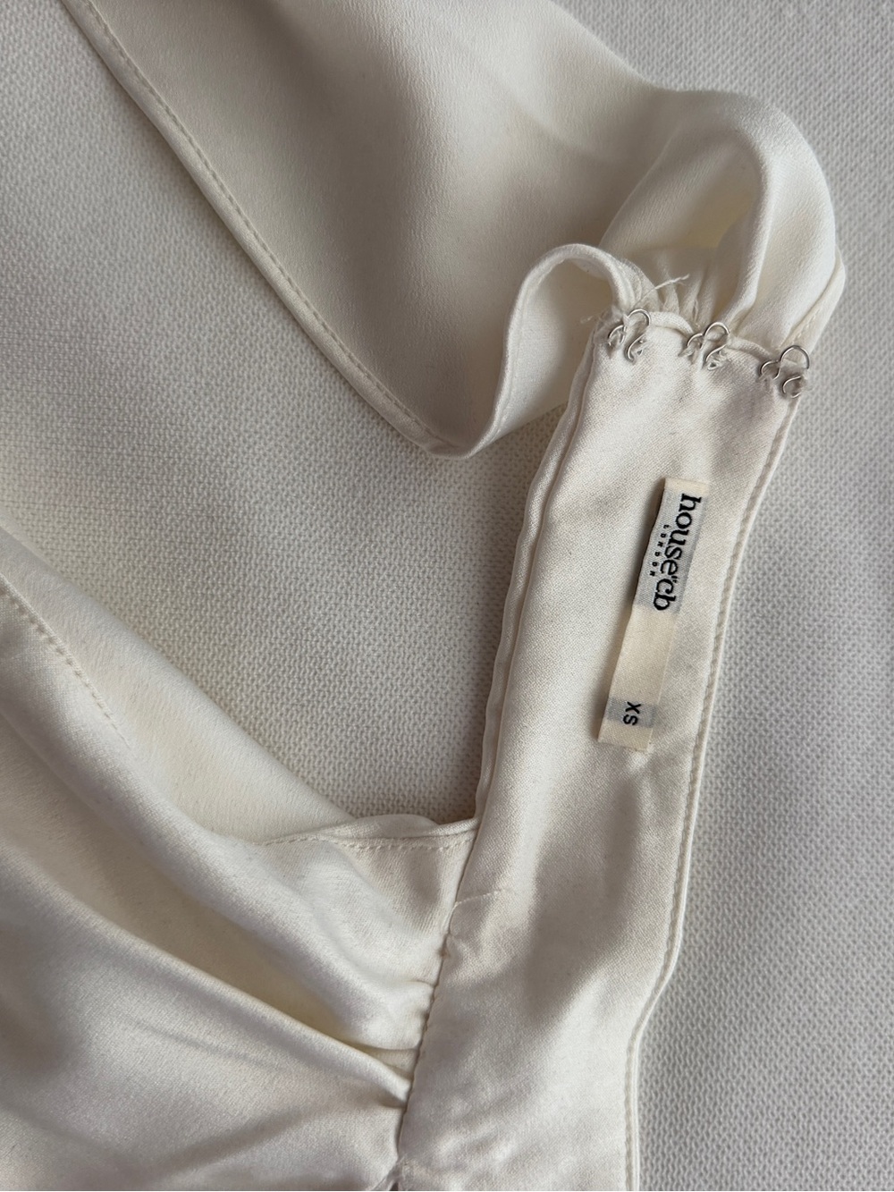 House of CB Farrah Ivory Satin Wrap Neck Bodysuit - Picture 7 of 8